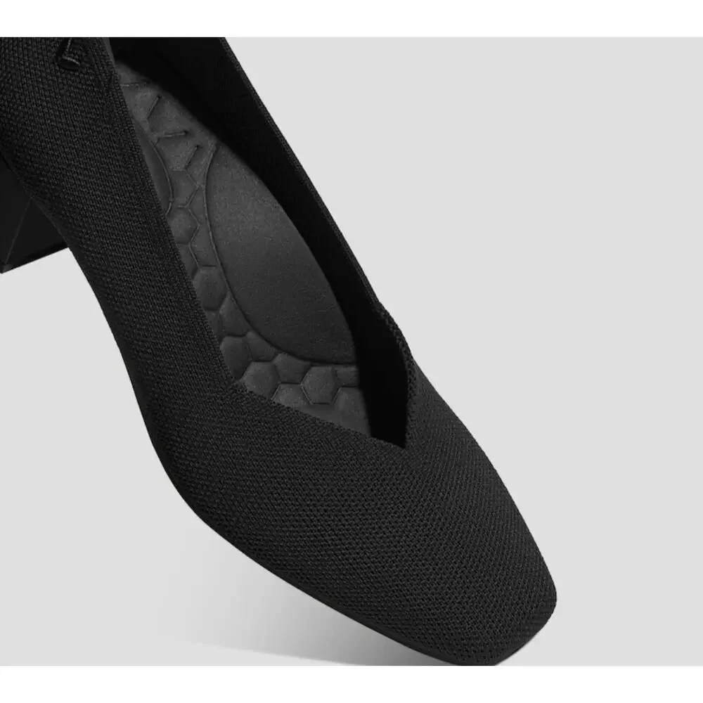 Vivaia Megan Square Toe Block Heel Pumps Womens 39.5 Black - Picture 3 of 16